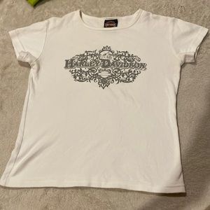 white Harley Davidson graphic tee